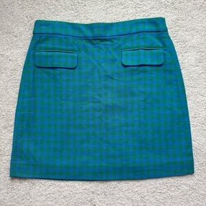 J. Crew New Blue and Green Checkered Mini Skirt Sz 10